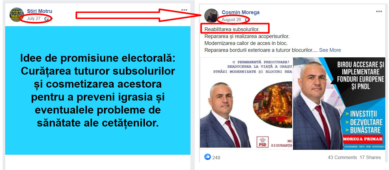 Cosmin Morega, Promisiuni electorale